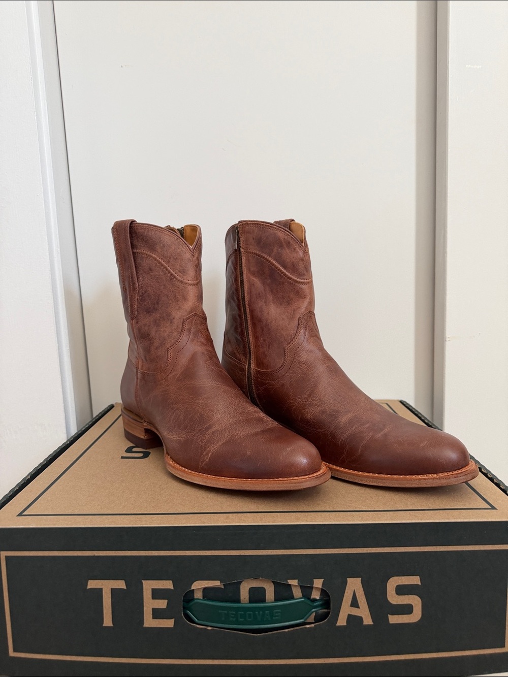 Tecovas Rich Brown Leather Western Boots